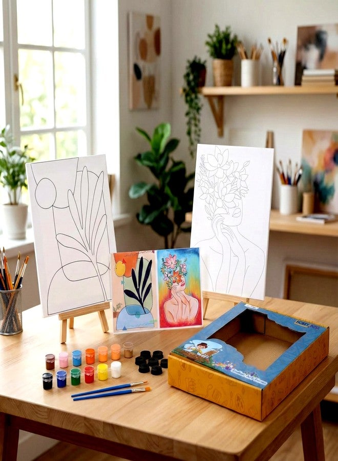 HOBBY INDIA مجموعة أدوات الرسم على القماش من هوبي إنديا للأطفال والكبار | فنون وحرف يدوية للبنات والأولاد | ديكور منزلي، غرفة نوم، غرفة معيشة، مكتب، وجدار | هدية عيد ميلاد أو هدية تذكارية | فن هندي (فن بوهو) - Image 1